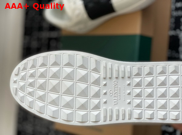 Valentino Garavani Calfskin Open Sneaker in White with Stripe Replica