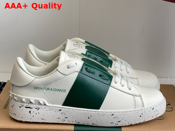 Valentino Garavani Calfskin Open Sneaker in White with Stripe Replica