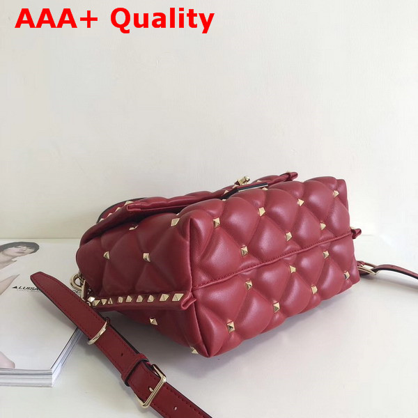 Valentino Garavani Candystud Top Handle Bag in Red Soft Lambskin Leather Replica