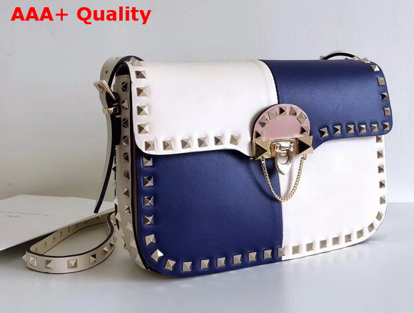 Valentino Garavani Demilune Cross Body Bag in White and Blue Soft Full Grain Calfskin Leather Replica