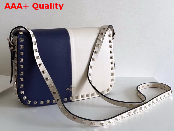 Valentino Garavani Demilune Cross Body Bag in White and Blue Soft Full Grain Calfskin Leather Replica