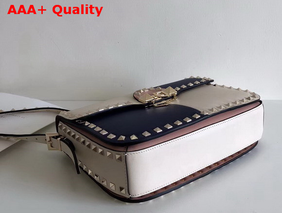 Valentino Garavani Demilune Cross Body Bag in White and Blue Soft Full Grain Calfskin Leather Replica