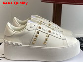 Valentino Garavani Flatform Rockstud Untitled Sneaker in White Calfskin Replica