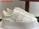 Valentino Garavani Flatform Rockstud Untitled Sneaker in White Calfskin with Tonal Studs Replica