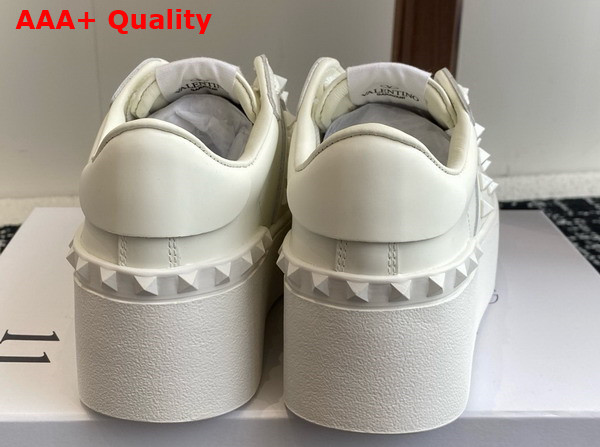 Valentino Garavani Flatform Rockstud Untitled Sneaker in White Calfskin with Tonal Studs Replica