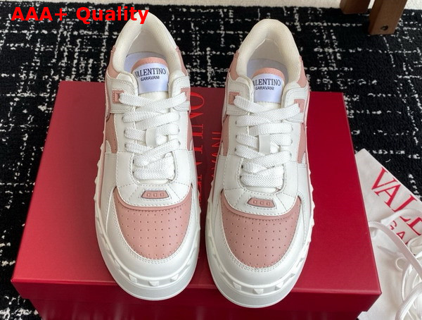 Valentino Garavani Freedots XL Calfskin Leather Sneaker White Rose Silver Replica