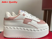 Valentino Garavani Freedots XL Calfskin Leather Sneaker White Rose Silver Replica
