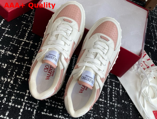 Valentino Garavani Freedots XL Calfskin Leather Sneaker White Rose Silver Replica