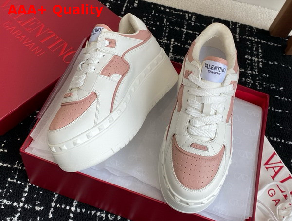 Valentino Garavani Freedots XL Calfskin Leather Sneaker White Rose Silver Replica