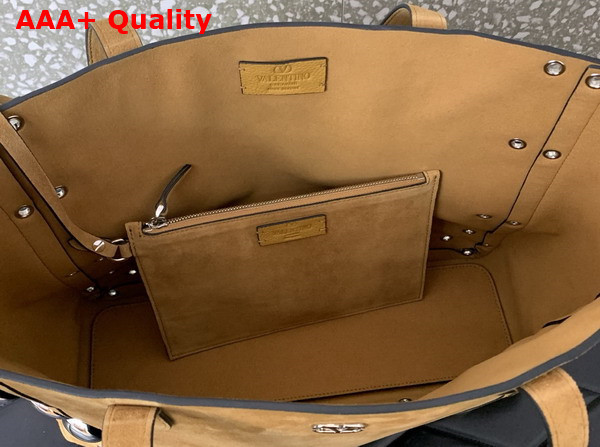 Valentino Garavani Medium Nellcote Suede Shopping Bag Havana Beige Replica