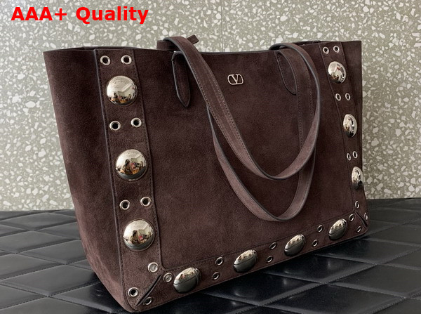 Valentino Garavani Medium Nellcote Suede Shopping Bag Testa Di Moro Replica