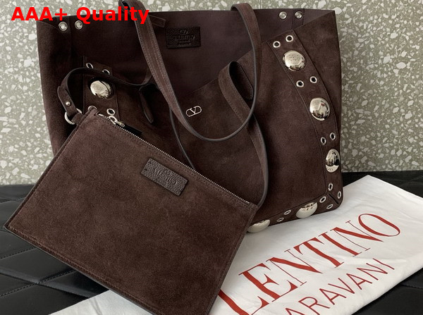 Valentino Garavani Medium Nellcote Suede Shopping Bag Testa Di Moro Replica