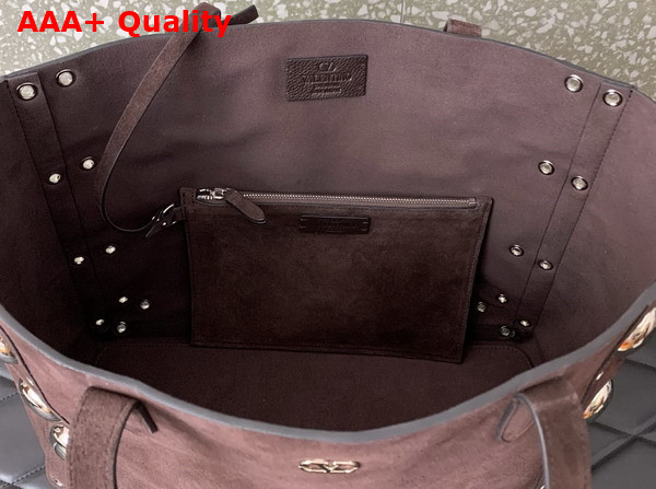 Valentino Garavani Medium Nellcote Suede Shopping Bag Testa Di Moro Replica