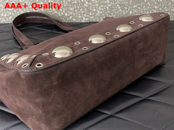 Valentino Garavani Medium Nellcote Suede Shopping Bag Testa Di Moro Replica