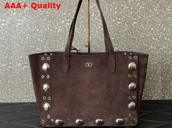 Valentino Garavani Medium Nellcote Suede Shopping Bag Testa Di Moro Replica