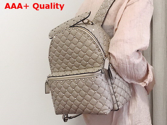 Valentino Garavani Medium Rockstud Spike It Backpack in Nude Replica