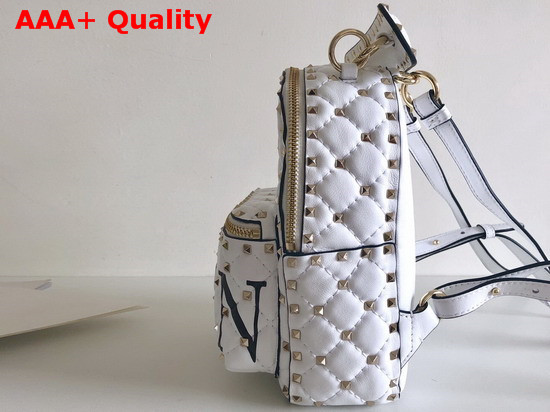 Valentino Garavani Mini VLTN Rockstud Spike It Backpack in White Supple Lambskin Leather Replica