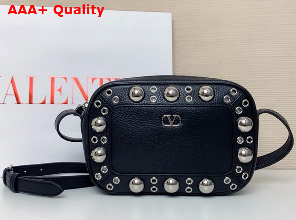 Valentino Garavani Nellcote Crossbody Bag in Black Grainy Calfskin Replica