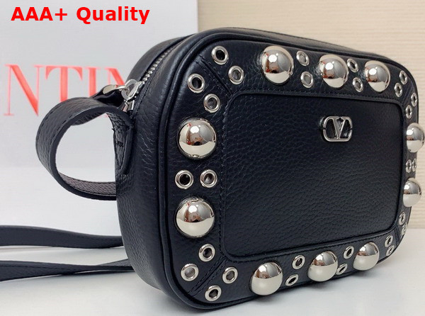 Valentino Garavani Nellcote Crossbody Bag in Black Grainy Calfskin Replica