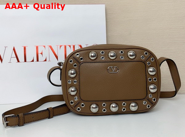 Valentino Garavani Nellcote Crossbody Bag in Tan Grainy Calfskin Replica