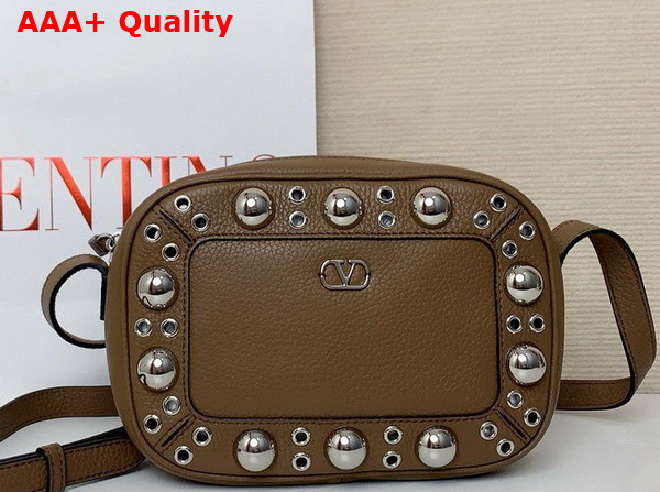 Valentino Garavani Nellcote Crossbody Bag in Tan Grainy Calfskin Replica