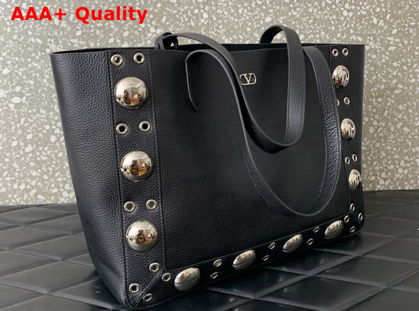 Valentino Garavani Nellcote Medium Shopping Bag in Black Grainy Calfskin Replica