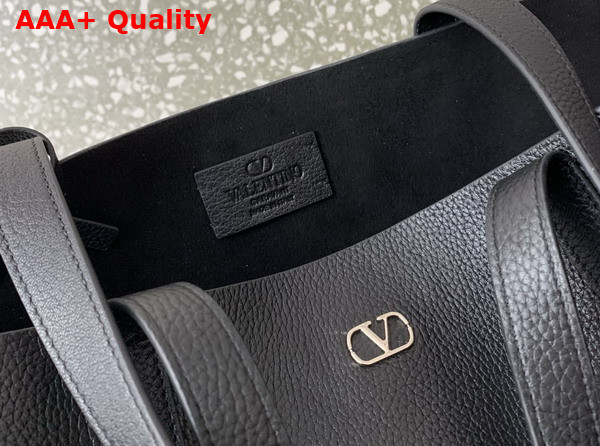 Valentino Garavani Nellcote Medium Shopping Bag in Black Grainy Calfskin Replica