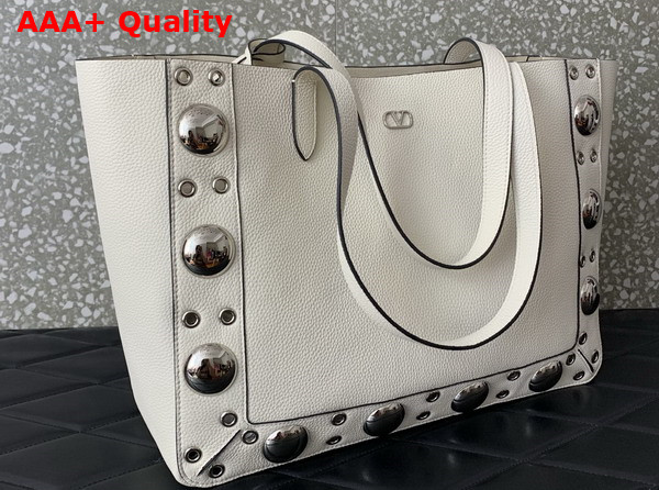 Valentino Garavani Nellcote Medium Shopping Bag in Light Ivory Grainy Calfskin Replica