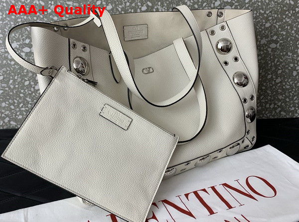 Valentino Garavani Nellcote Medium Shopping Bag in Light Ivory Grainy Calfskin Replica