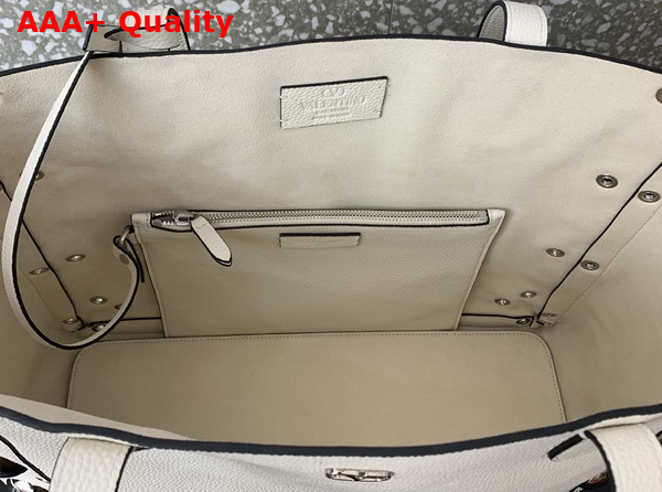 Valentino Garavani Nellcote Medium Shopping Bag in Light Ivory Grainy Calfskin Replica