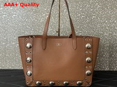 Valentino Garavani Nellcote Medium Shopping Bag in Tobacco Grainy Calfskin Replica