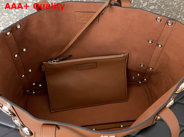 Valentino Garavani Nellcote Medium Shopping Bag in Tobacco Grainy Calfskin Replica