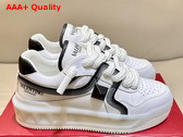 Valentino Garavani One Stud XL Low Top Sneaker in Canvas and Leather Beige and Black Replica