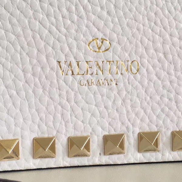 Valentino Garavani Rockstud Cross Body Bag in White Stampa Alce Calfskin Gold Studs and Metal Hardwares For Sale