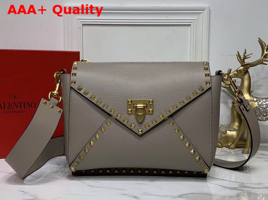Valentino Garavani Rockstud Hype Grainy Calfskin Shoulder Bag in Grey Replica