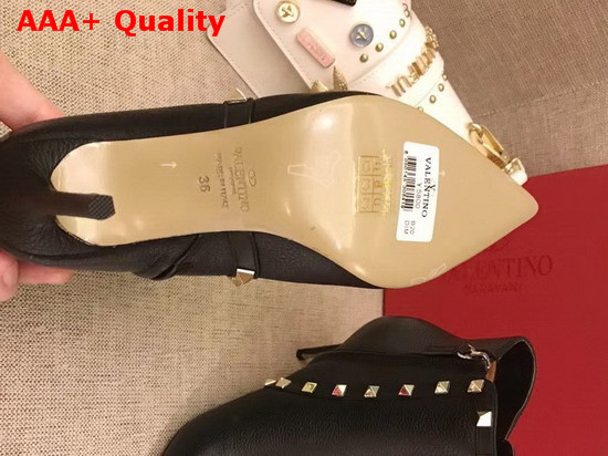Valentino Garavani Rockstud Leather Ankle Boot 85mm Black Grain Leather Replica