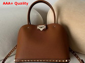 Valentino Garavani Rockstud Medium Handbag in Almond Grainy Calfskin Replica