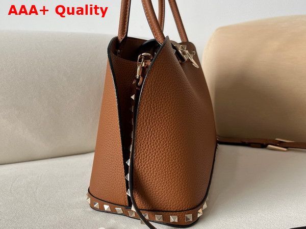 Valentino Garavani Rockstud Medium Handbag in Almond Grainy Calfskin Replica