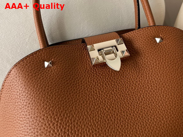 Valentino Garavani Rockstud Medium Handbag in Almond Grainy Calfskin Replica