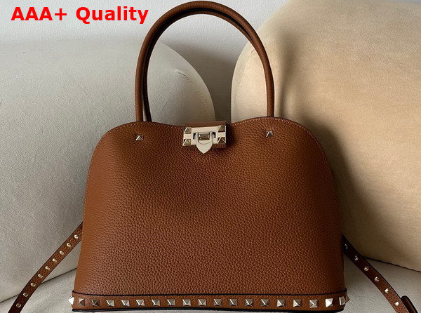 Valentino Garavani Rockstud Medium Handbag in Almond Grainy Calfskin Replica