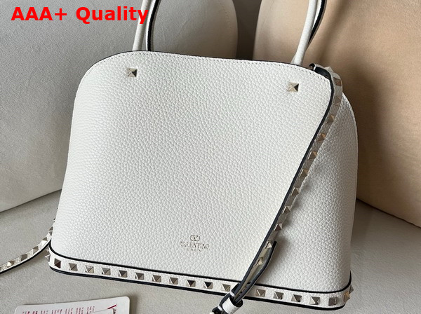 Valentino Garavani Rockstud Medium Handbag in White Grainy Calfskin Replica