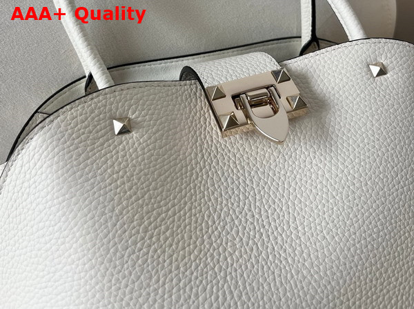 Valentino Garavani Rockstud Medium Handbag in White Grainy Calfskin Replica