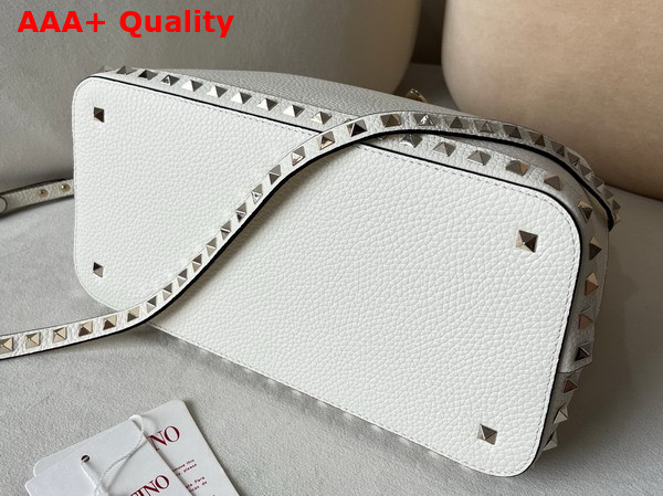 Valentino Garavani Rockstud Medium Handbag in White Grainy Calfskin Replica