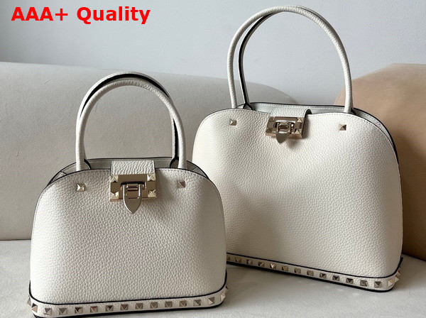 Valentino Garavani Rockstud Medium Handbag in White Grainy Calfskin Replica