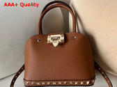 Valentino Garavani Rockstud Small Handbag in Almond Grainy Calfskin Replica