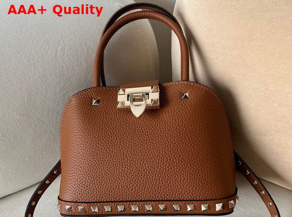Valentino Garavani Rockstud Small Handbag in Almond Grainy Calfskin Replica