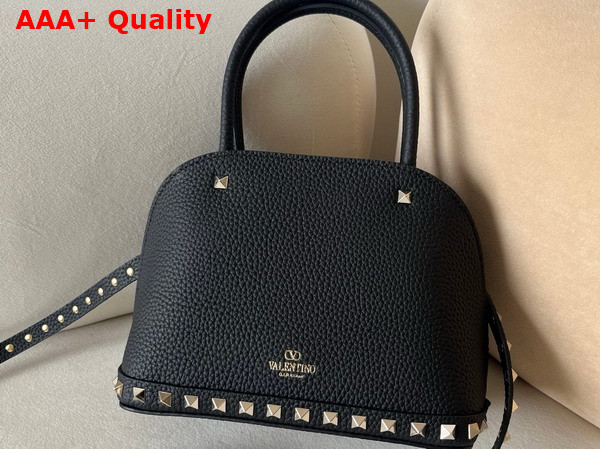 Valentino Garavani Rockstud Small Handbag in Black Grainy Calfskin Replica