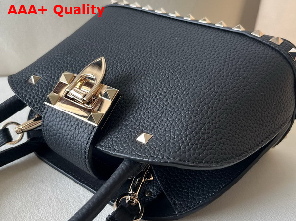 Valentino Garavani Rockstud Small Handbag in Black Grainy Calfskin Replica