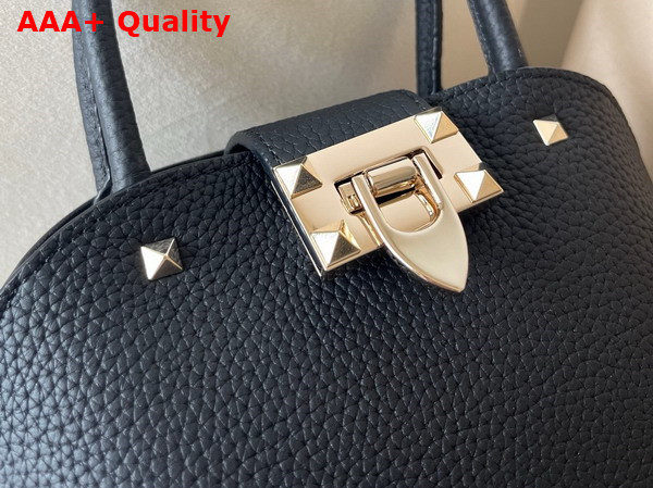 Valentino Garavani Rockstud Small Handbag in Black Grainy Calfskin Replica