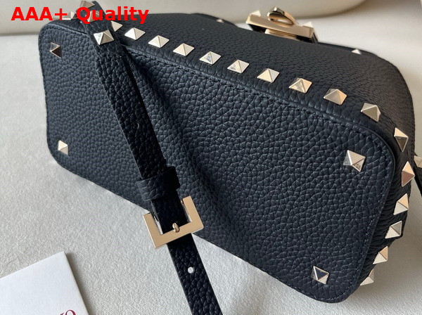 Valentino Garavani Rockstud Small Handbag in Black Grainy Calfskin Replica
